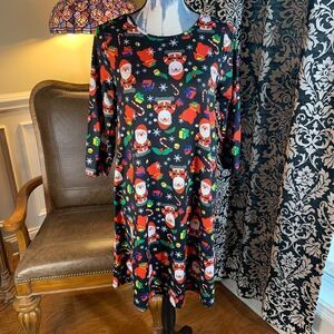 Dress Works knit Christmas Santa dress 3/4 sleeve XS